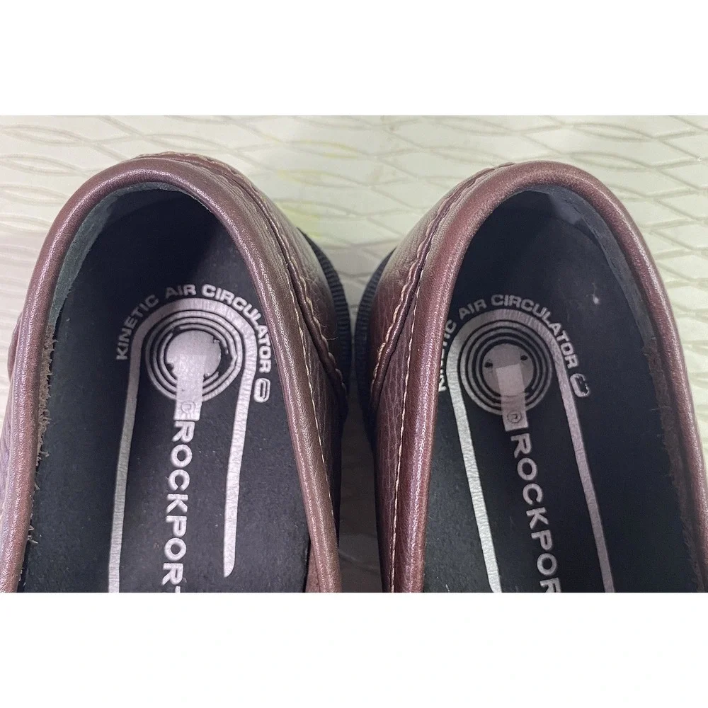 Rockport Men's Dark brown Leather Loafers Slip-On Dress Shoes Sz. 8M‎ EUC